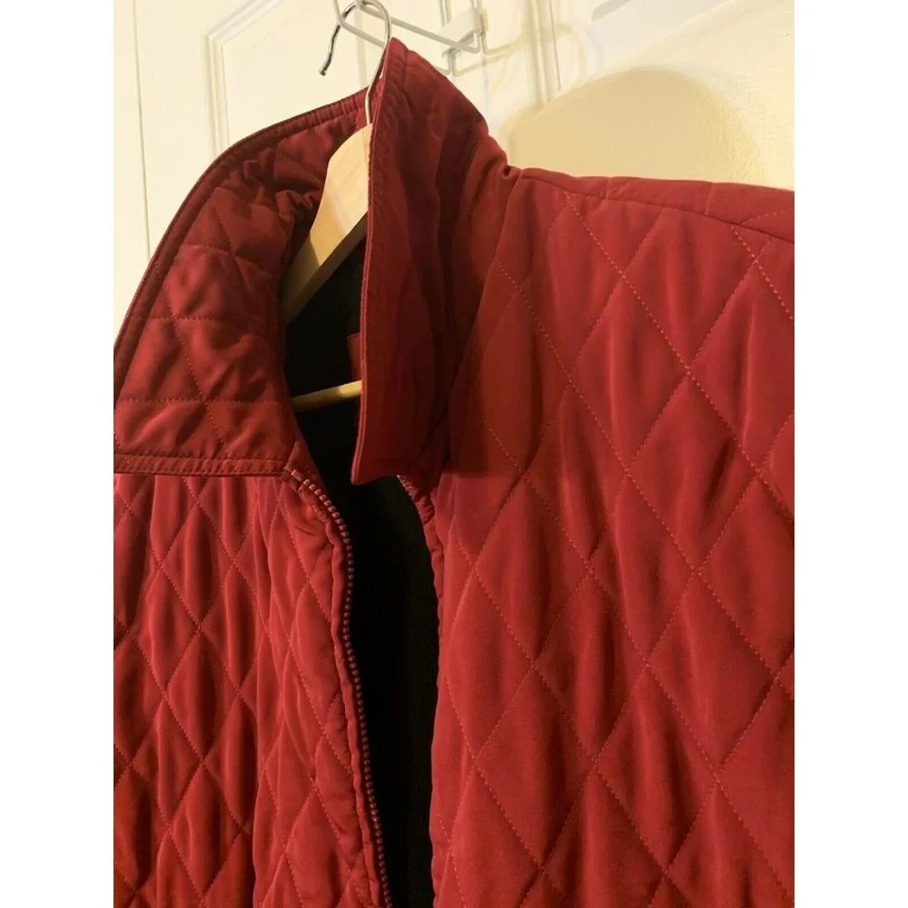 North Crest Vintage Women’s Sz XL Maroon Quilted‎ Full Zip Up Jacket